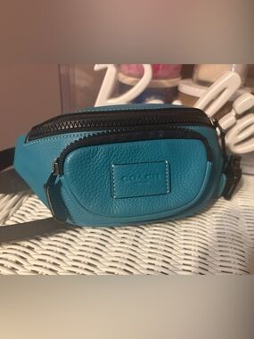 Coach Teal Leather Mini Belt Bag